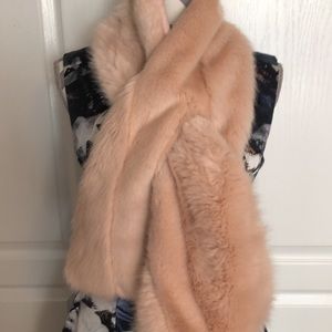 Blush Pink Pull Through Fur Scarf